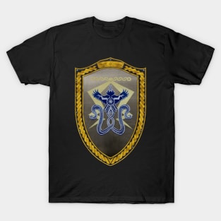 Stormfront (Shield Gold Celtic Rope on black leather) T-Shirt